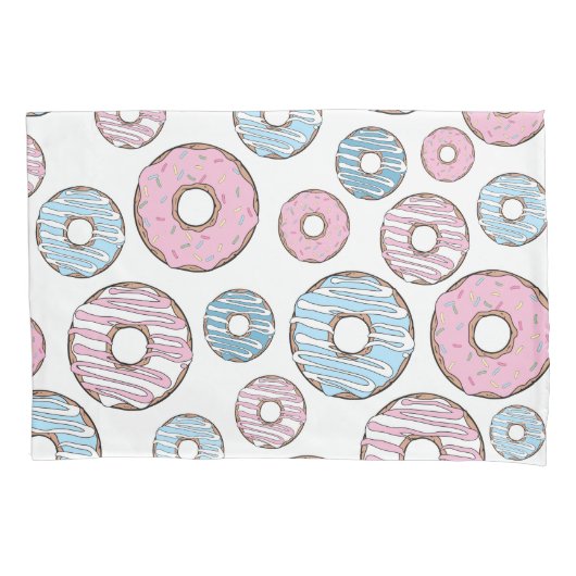 patroon van donuts, roze donuts, blauwe donuts kussensloop (Voorkant)