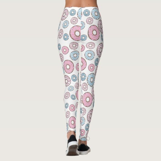 patroon van donuts, roze donuts, blauwe donuts leggings (Achterkant)