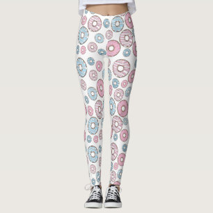 patroon van donuts, roze donuts, blauwe donuts leggings