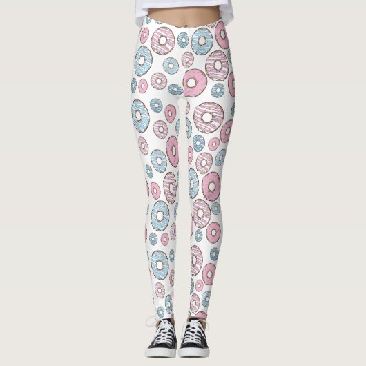 patroon van donuts, roze donuts, blauwe donuts leggings (Voorkant)