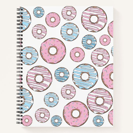 patroon van donuts, roze donuts, blauwe donuts notitieboek (Voorkant)