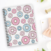 patroon van donuts, roze donuts, blauwe donuts notitieboek