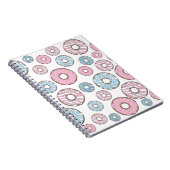 patroon van donuts, roze donuts, blauwe donuts notitieboek (Rechterzijde)