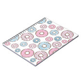 patroon van donuts, roze donuts, blauwe donuts notitieboek (Linkerzijde)