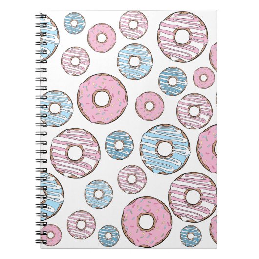 patroon van donuts, roze donuts, blauwe donuts notitieboek (Voorkant)