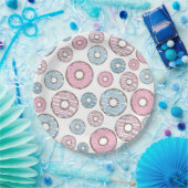 patroon van donuts, roze donuts, blauwe donuts papieren bordje (Feest)