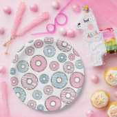 patroon van donuts, roze donuts, blauwe donuts papieren bordje (Feest)