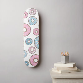 patroon van donuts, roze donuts, blauwe donuts persoonlijk skateboard