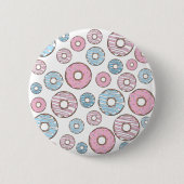 patroon van donuts, roze donuts, blauwe donuts ronde button 5,7 cm (Voorkant)