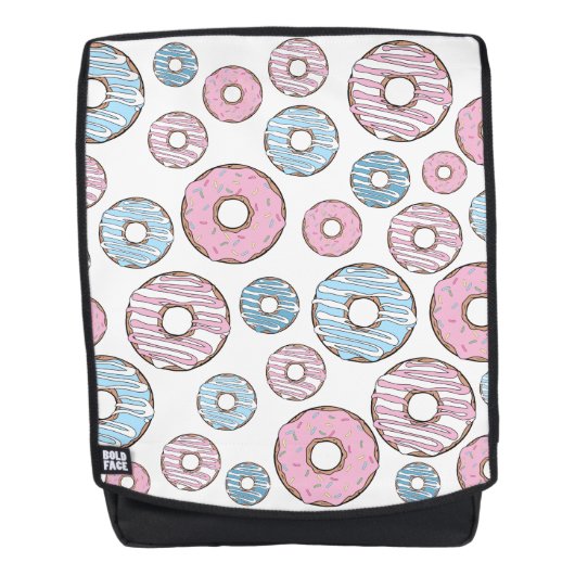 patroon van donuts, roze donuts, blauwe donuts rugtassen (Voorkant)