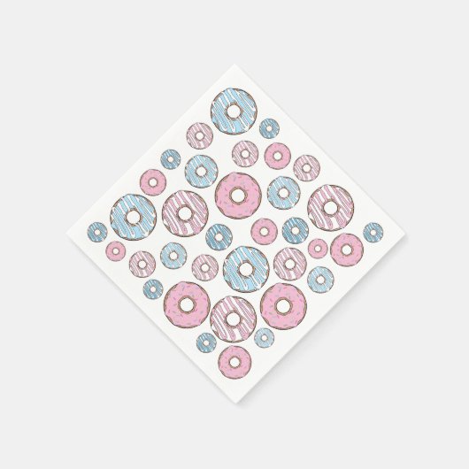 patroon van donuts, roze donuts, blauwe donuts servet (Hoek)