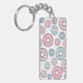 patroon van donuts, roze donuts, blauwe donuts sleutelhanger (Voorkant Links)