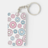 patroon van donuts, roze donuts, blauwe donuts sleutelhanger (achterkant)
