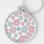 patroon van donuts, roze donuts, blauwe donuts sleutelhanger (Voorkant)