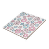 patroon van donuts, roze donuts, blauwe donuts tegeltje (Zijkant)