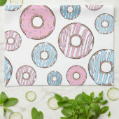 patroon van donuts, roze donuts, blauwe donuts theedoek (Gevouwen)