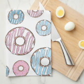 patroon van donuts, roze donuts, blauwe donuts theedoek (Quarter Fold)