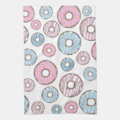 patroon van donuts, roze donuts, blauwe donuts theedoek (Verticaal)