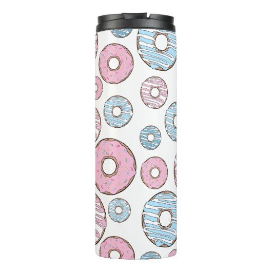 patroon van donuts, roze donuts, blauwe donuts thermosbeker (Achterkant)