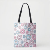 patroon van donuts, roze donuts, blauwe donuts tote bag (Voorkant)