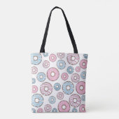 patroon van donuts, roze donuts, blauwe donuts tote bag (Achterkant)