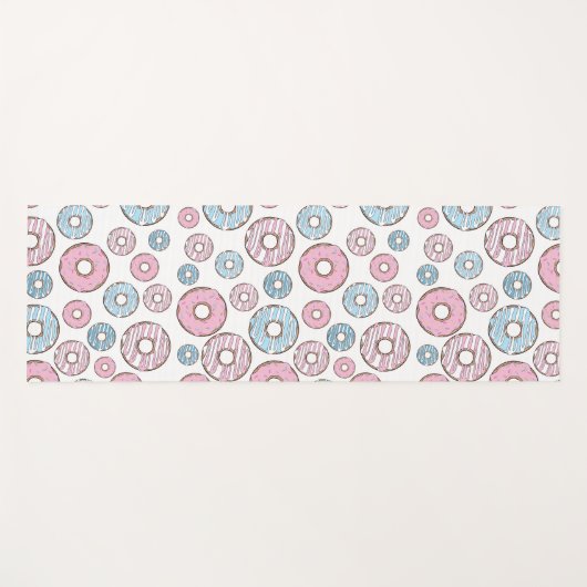 patroon van donuts, roze donuts, blauwe donuts yogamat (Voorkant (horizontaal))