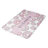 Patroon van donuts, roze donuts, ijs, Jouw naam Badmat (Gekanteld)