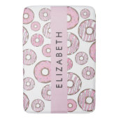 Patroon van donuts, roze donuts, ijs, Jouw naam Badmat (Voorkant Verticaal)