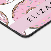 Patroon van donuts, roze donuts, ijs, Jouw naam Bureaumat (Hoek)