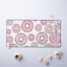 Patroon van donuts, roze donuts, ijs, Jouw naam Bureaumat