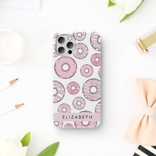 Patroon van donuts, roze donuts, ijs, Jouw naam Case-Mate iPhone Case