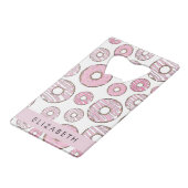Patroon van donuts, roze donuts, ijs, Jouw naam Creditkaart Flessenopener (Achterkant Gekanteld)