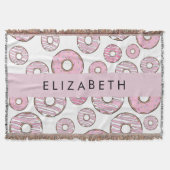 Patroon van donuts, roze donuts, ijs, Jouw naam Deken (Voorkant)