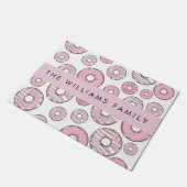 Patroon van donuts, roze donuts, ijs, Jouw naam Deurmat (Schuin)