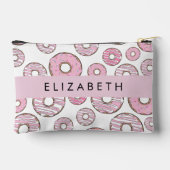 Patroon van donuts, roze donuts, ijs, Jouw naam Etui (Achterkant)