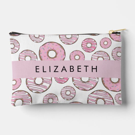 Patroon van donuts, roze donuts, ijs, Jouw naam Etui (Achterkant)