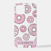 Patroon van donuts, roze donuts, ijs, Jouw naam iPhone Hoesje (Achterkant)