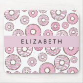 Patroon van donuts, roze donuts, ijs, Jouw naam Muismat (Voorkant)