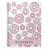 Patroon van donuts, roze donuts, ijs, Jouw naam Notitieboek (Voorkant)