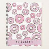 Patroon van donuts, roze donuts, ijs, Jouw naam Planner (Voorkant)