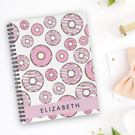 Patroon van donuts, roze donuts, ijs, Jouw naam Planner