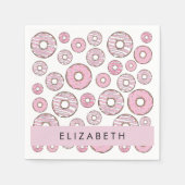 Patroon van donuts, roze donuts, ijs, Jouw naam Servet (Voorkant)