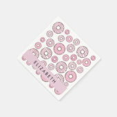 Patroon van donuts, roze donuts, ijs, Jouw naam Servet (Hoek)