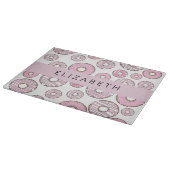 Patroon van donuts, roze donuts, ijs, Jouw naam Snijplank (Hoek)