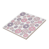 Patroon van donuts, roze donuts, paarse donuts tegeltje (Zijkant)