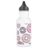 Patroon van donuts, roze donuts, paarse donuts waterfles  (Links)