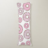 Patroon van donuts, roze donuts, spikkels lichaamskussen (Voorkant Verticaal)