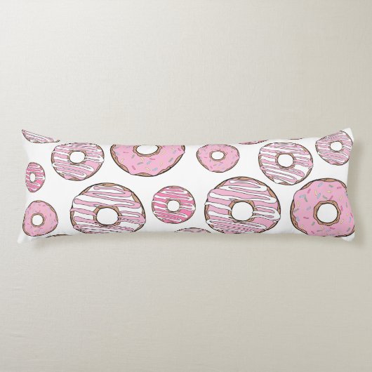 Patroon van donuts, roze donuts, spikkels lichaamskussen (Voorkant)
