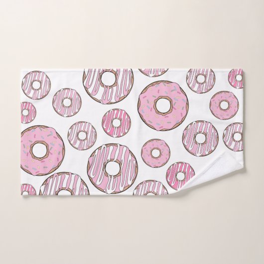 patroon van donuts, roze donuts, sproeten bad handdoek (Handdoek)