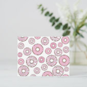 patroon van donuts, roze donuts, sproeten briefkaart (Staand voorkant)